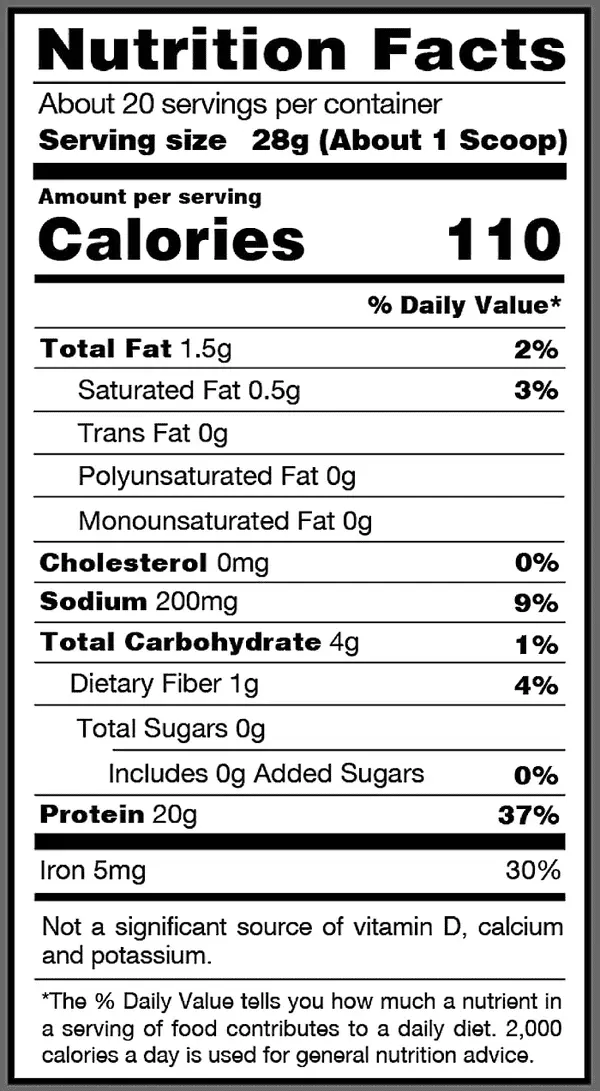 Isopure Plant-Based Nutritional Facts