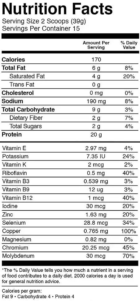 KOS Organic Plant Protein Nutritional Facts