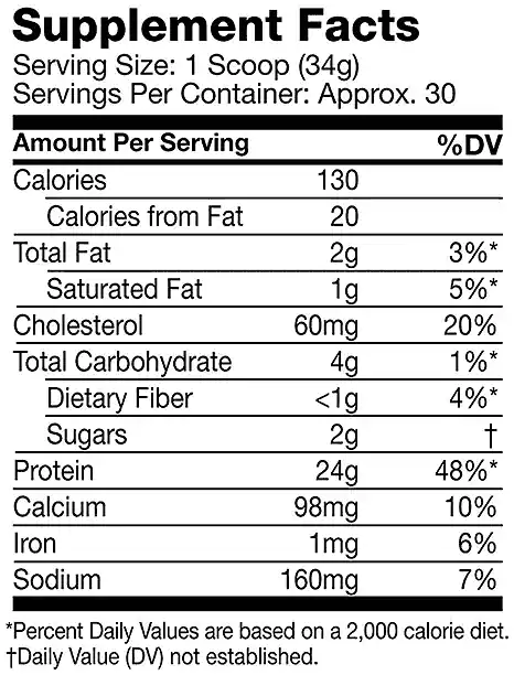 MuscleTech Premium Gold Whey Nutritional Facts