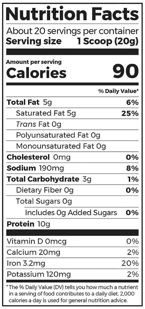Orgain Keto Collagen Nutritional Facts