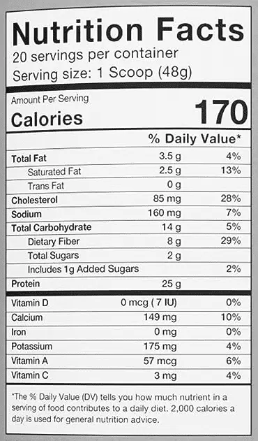 RSP TrueFit Nutritional Facts