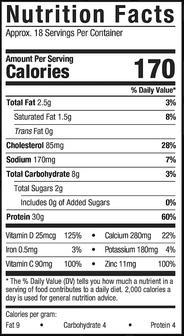 SixStar Whey Plus Nutritional Facts