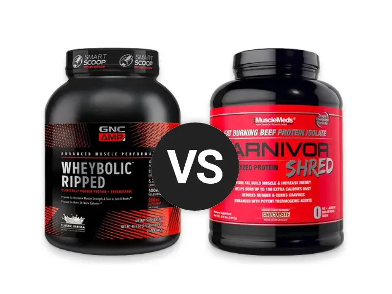 GNC AMP Wheybolic Ripped vs MuscleMeds Carnivor Shred