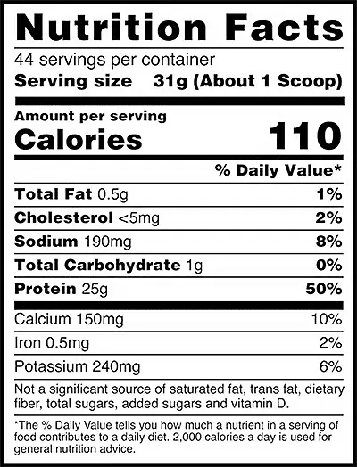 Optimum Nutrition Gold Standard 100% Isolate Nutritional Facts